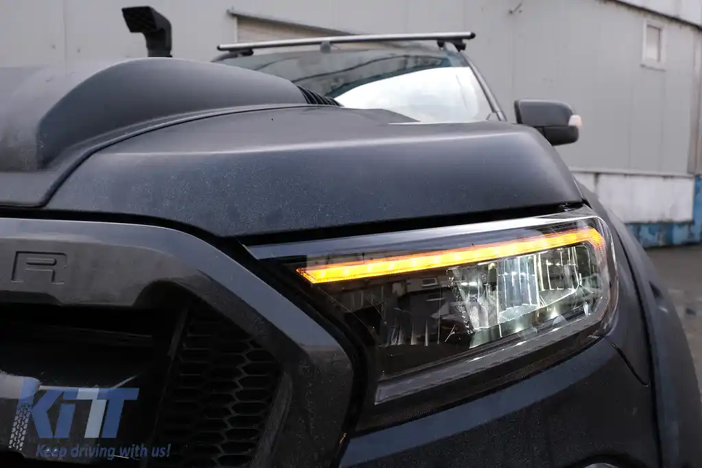 Faruri LED Light Bar compatibil cu Ford Ranger (2015-2020) LHD Negru cu Semnal Dinamic-image-6091452