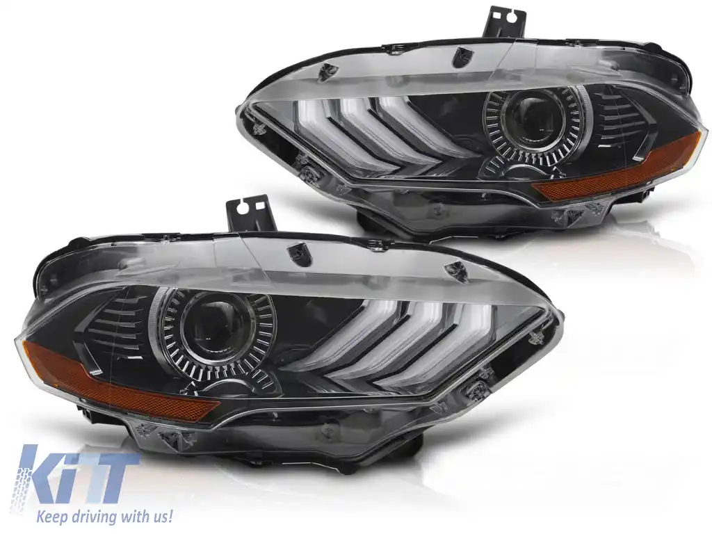 FARURI LED RGB DRL NEGRE potrivite pentru FORD MUSTANG 18-21