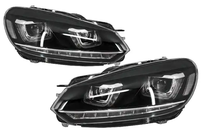 Faruri LED RHD compatibil cu VW Golf 6 VI (2008-up) Design Golf 7 3D U Design Semnal LED Dinamic