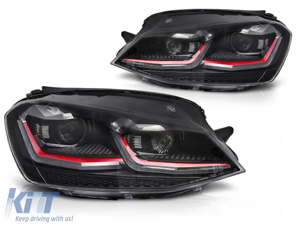 image-38-FARURI LED SEQ DRL roșii potrivite pentru VW GOLF VII 13-17