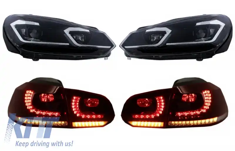 Faruri LED si Stopuri FULL LED compatibil cu VW Golf 6 VI (2008-2013) Facelift G7.5 Look Silver Semnalizare Secventiala LHD