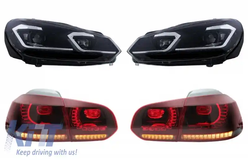 Faruri LED si Stopuri FULL LED compatibil cu VW Golf 6 VI (2008-2013) Facelift G7.5 Look Silver Semnalizare Secventiala LHD