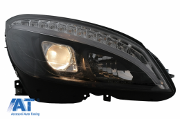 Faruri LED Tube Light compatibil cu Mercedes C-Class W204 S204 (2007-2010) Negru cu Semnal Dinamic-image-6078542