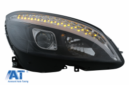 Faruri LED Tube Light compatibil cu Mercedes C-Class W204 S204 (2007-2010) Negru cu Semnal Dinamic-image-6078545