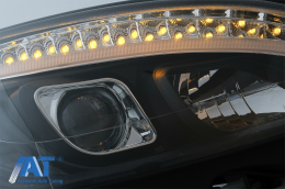 Faruri LED Tube Light compatibil cu Mercedes C-Class W204 S204 (2007-2010) Negru cu Semnal Dinamic-image-6078547