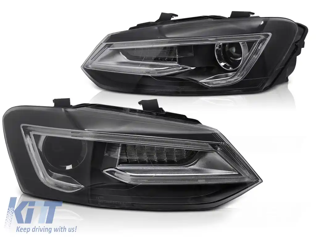 FARURI NEGRE LED potrivite pentru VW POLO V 09-17