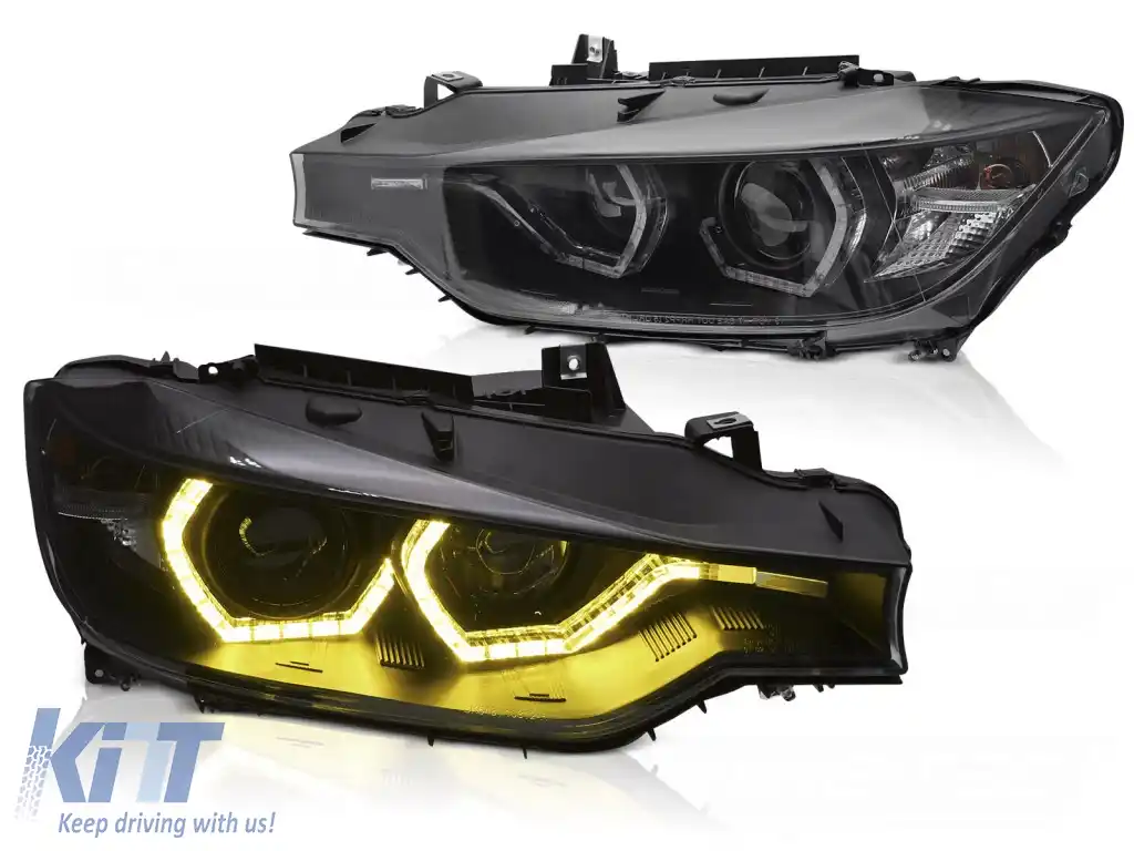 FARURI OCHI DE ÎNGER GALBEN LED DRL NEGRU potrivit pentru BMW F30/F31 11-15
