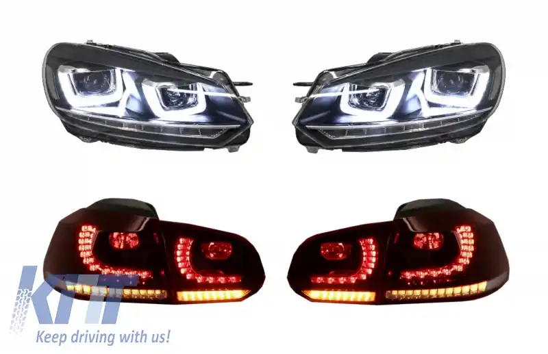 Faruri si Stopuri LED compatibil cu VW Golf 6 VI (2008-up) R20 U Design cu Semnal LED Dinamic