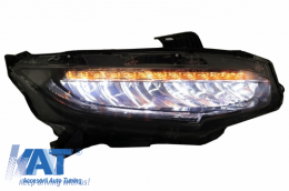 Faruri Stopuri Full LED compatibil cu HONDA Civic Mk10 (FC/FK) (2016-Up) Limousine Full LED Light Bar Rosu/Negru Semnalizare Dinamica-image-6037920