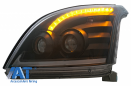 Faruri TUBE LIGHT LED compatibil cu TOYOTA Land Cruiser FJ120 (2003-2009) Negru cu Semnal Dinamic LHD-image-6063884