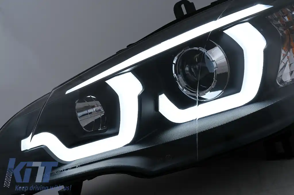 Faruri Tube Light LED DRL Angel Eyes compatibil cu BMW X5 E70 (2007-2013) Negru-image-6101895