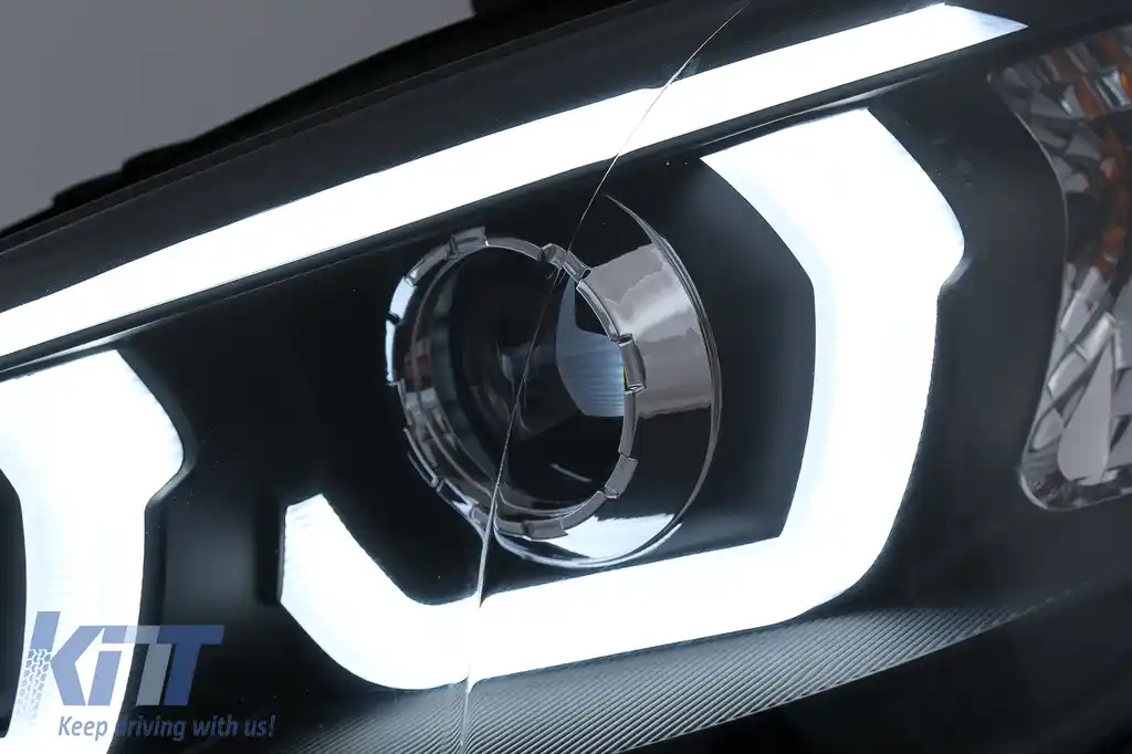 Faruri Tube Light LED DRL Angel Eyes compatibil cu BMW X5 E70 (2007-2013) Negru-image-6101896