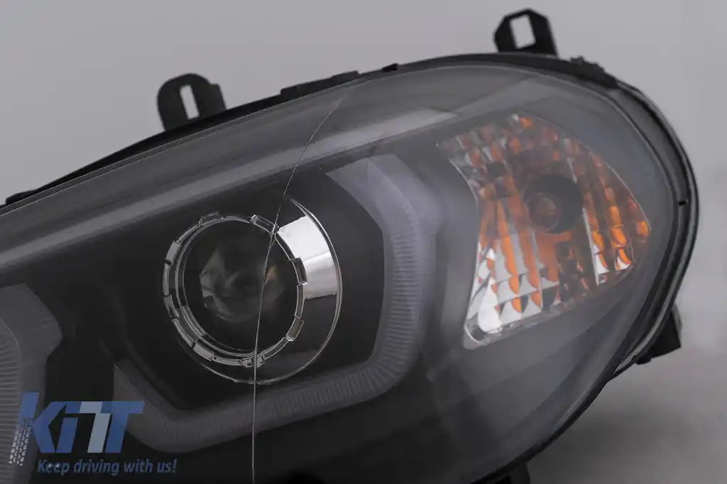 Faruri Tube Light LED DRL Angel Eyes compatibil cu BMW X5 E70 (2007-2013) Negru-image-6101907