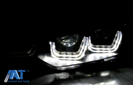Faruri U-LED Bar compatibil cu BMW Seria 3 F30 F31 (10.2011- 05.2015) Xenon Look Negru-image-65848