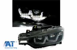 Faruri U-LED Bar compatibil cu BMW Seria 3 F30 F31 (10.2011- 05.2015) Xenon Look Negru-image-65849