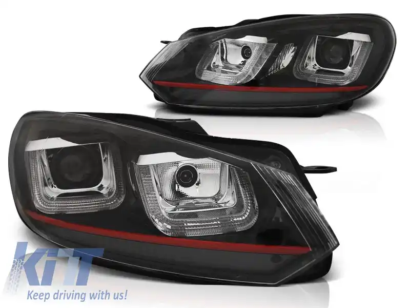 image-33-FARURI U-LED LUMINA DRL NEGRU LINIE ROSIE potrivite pentru VW GOLF 6 08-12