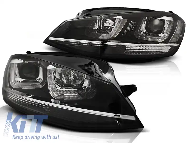 image-31-FARURI U-LED NEGRE CU LINIE DE CROM potrivite pentru VW GOLF 7 11.12-17