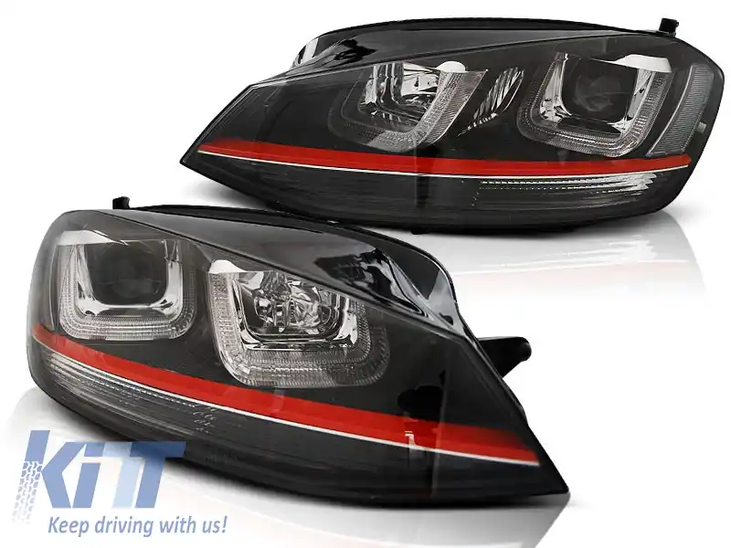 image-33-FARURI U-LED NEGRE CU LINIE ROSIE SPORT potrivite pentru VW GOLF 7 12-17