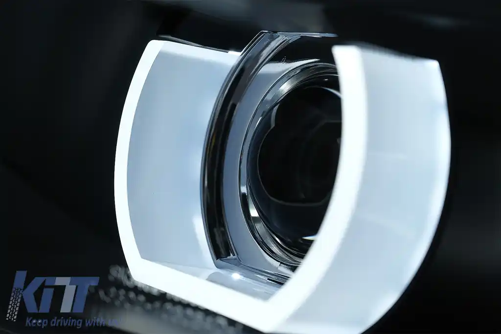 Faruri Xenon 3D Angel Eyes LED DRL compatibil cu BMW Seria 3 E90 E91 (2008-2011) Negru-image-6089264