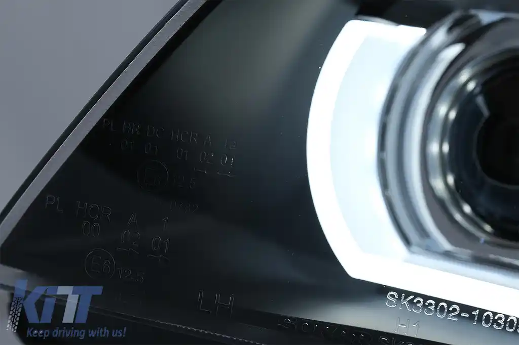 Faruri Xenon 3D Angel Eyes LED DRL compatibil cu BMW Seria 3 E90 E91 (2008-2011) Negru-image-6089265