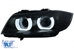 Faruri Xenon 3D U-Led Angel Eyes compatibil cu BMW Seria 3 E90 E91 cu AFS (2008-2011) Negru-image-6090788