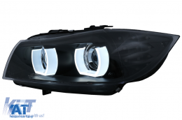 Faruri Xenon 3D U-Led Angel Eyes compatibil cu BMW Seria 3 E90 E91 cu AFS (2008-2011) Negru-image-6090790