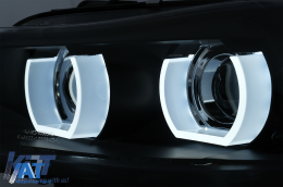 Faruri Xenon 3D U-Led Angel Eyes compatibil cu BMW Seria 3 E90 E91 cu AFS (2008-2011) Negru-image-6090791