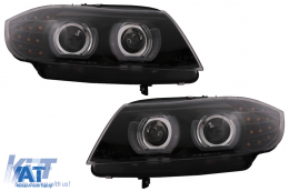 Faruri Xenon 3D U-Led Angel Eyes compatibil cu BMW Seria 3 E90 E91 cu AFS (2008-2011) Negru-image-6090800