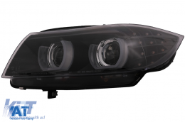 Faruri Xenon 3D U-Led Angel Eyes compatibil cu BMW Seria 3 E90 E91 cu AFS (2008-2011) Negru-image-6090801
