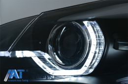 Faruri Xenon Angel Eyes 3D Dual Halo Rims LED DRL compatibil cu BMW X5 E70 (2007-2010) Negru-image-6074949