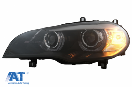 Faruri Xenon Angel Eyes 3D Dual Halo Rims LED DRL compatibil cu BMW X5 E70 (2007-2010) Negru-image-6074951