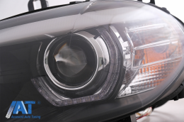 Faruri Xenon Angel Eyes 3D Dual Halo Rims LED DRL compatibil cu BMW X5 E70 (2007-2010) Negru-image-6074955