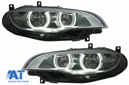 Faruri Xenon Angel Eyes 3D Dual Halo Rims LED DRL compatibil cu BMW X6 E71 (2008-2012)-image-6083034
