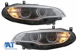 Faruri Xenon Angel Eyes 3D Dual Halo Rims LED DRL compatibil cu BMW X6 E71 (2008-2012)-image-6083038