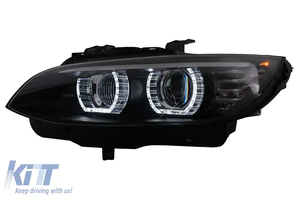 Faruri Xenon Angel Eyes compatibil cu BMW Seria 3 E92 E93 (2006-2010) 3D U-TYPE Negru-image-6099638