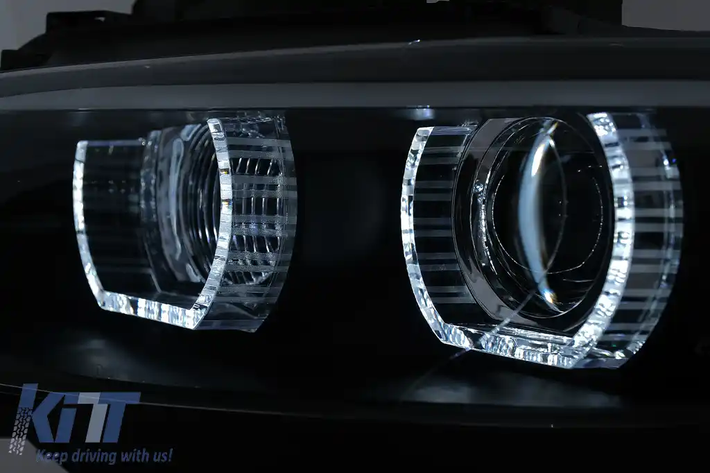 Faruri Xenon Angel Eyes compatibil cu BMW Seria 3 E92 E93 (2006-2010) 3D U-TYPE Negru-image-6099639