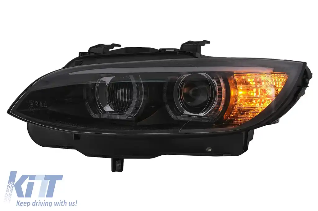 Faruri Xenon Angel Eyes compatibil cu BMW Seria 3 E92 E93 (2006-2010) 3D U-TYPE Negru-image-6099644