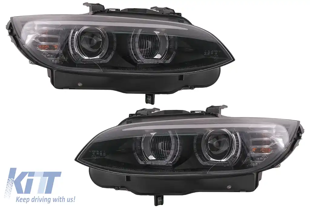 Faruri Xenon Angel Eyes compatibil cu BMW Seria 3 E92 E93 (2006-2010) 3D U-TYPE Negru-image-6099648