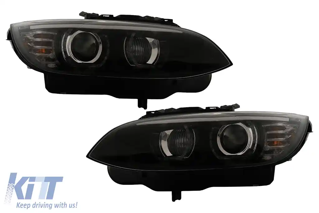 Faruri Xenon Angel Eyes compatibil cu BMW Seria 3 E92 E93 (2006-2010) 3D Negru-image-6109346