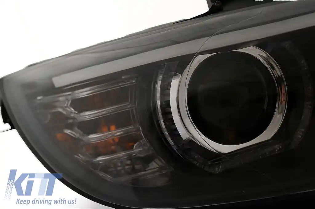 Faruri Xenon Angel Eyes compatibil cu BMW Seria 3 E92 E93 (2006-2010) 3D Negru-image-6109349