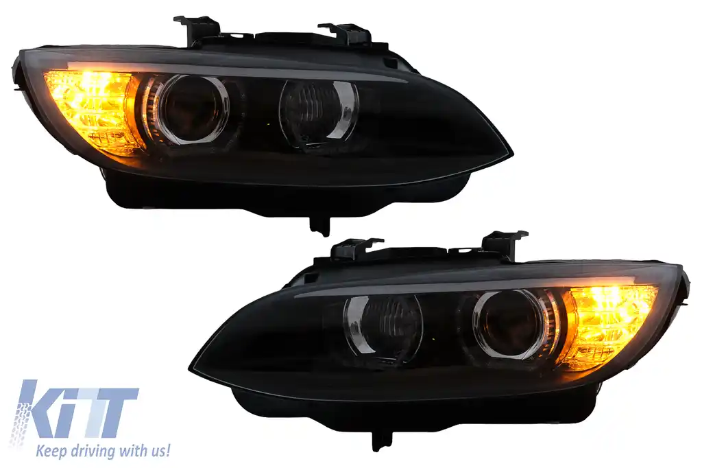 Faruri Xenon Angel Eyes compatibil cu BMW Seria 3 E92 E93 (2006-2010) 3D Negru-image-6109350