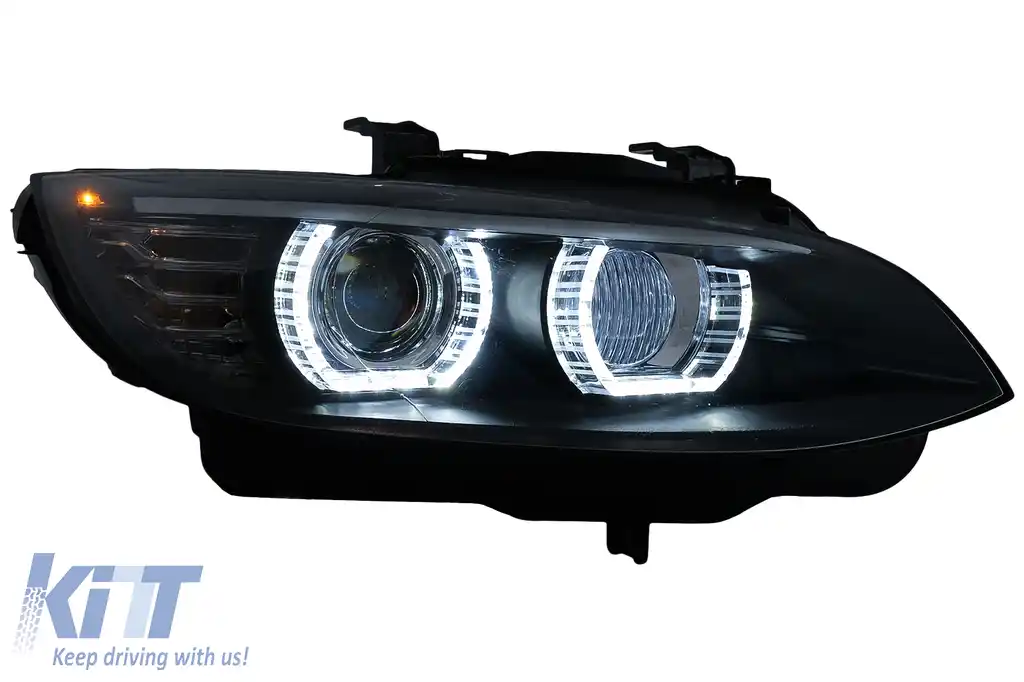 Faruri Xenon Angel Eyes compatibil cu BMW Seria 3 E92 E93 (2006-2010) 3D Negru-image-6109354