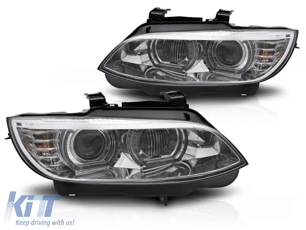 FARURI XENON CU LED GALBEN DRL CHROME potrivite pentru BMW E92 / E93 06-10