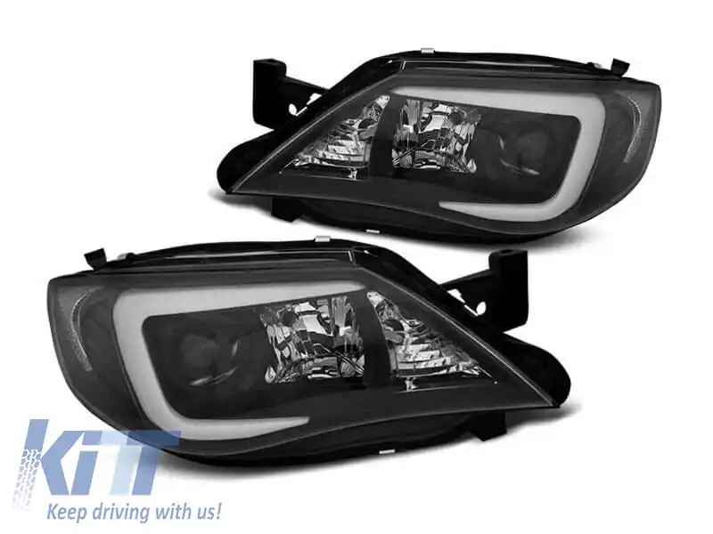 Faruri xenon cu lumini de zi potrivite pentru Subaru Impreza GH 2007-2012 cu bază neagră, stânga și dreapta