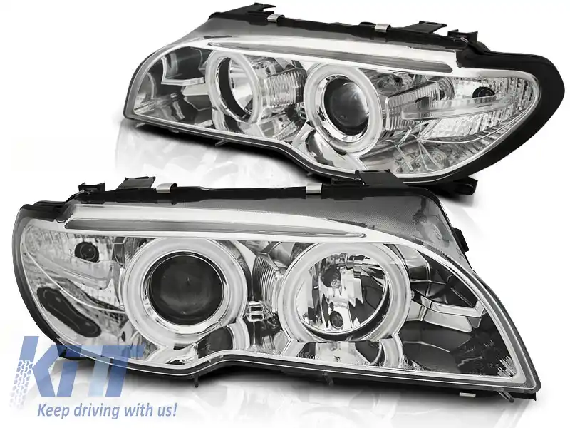 FARURI XENON CU OCHI DE ÎNGER CCFL CHROME potrivite pentru BMW E46 04.03-06 COUPE CABRIO