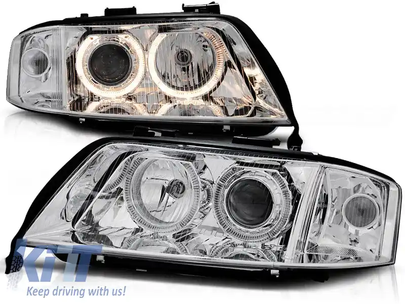 image-18-FARURI XENON CU OCHI DE ÎNGER CHROME potrivite pentru AUDI A6 06.01-05.04