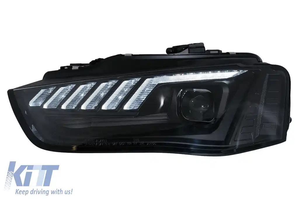 Faruri Xenon LED DRL compatibil cu Audi A4 B8.5 Facelift (2012-2015) Negru Semnal Dinamic-image-6099977