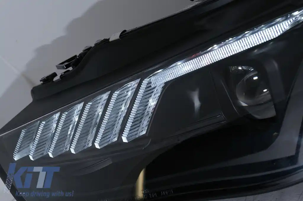 Faruri Xenon LED DRL compatibil cu Audi A4 B8.5 Facelift (2012-2015) Negru Semnal Dinamic-image-6099979