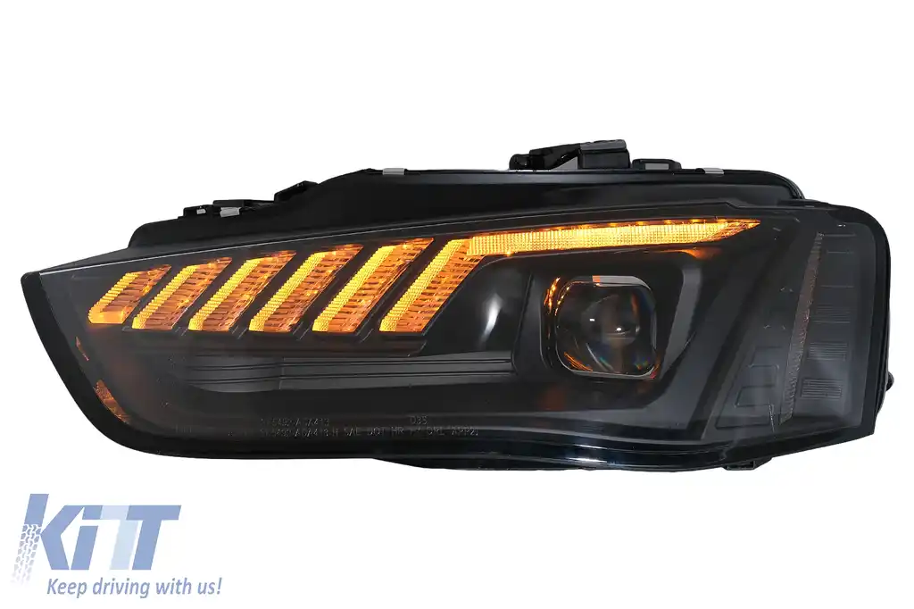 Faruri Xenon LED DRL compatibil cu Audi A4 B8.5 Facelift (2012-2015) Negru Semnal Dinamic-image-6099981