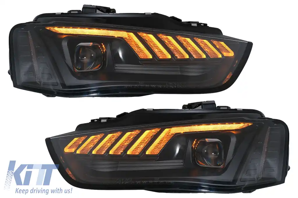 Faruri Xenon LED DRL compatibil cu Audi A4 B8.5 Facelift (2012-2015) Negru Semnal Dinamic-image-6099982